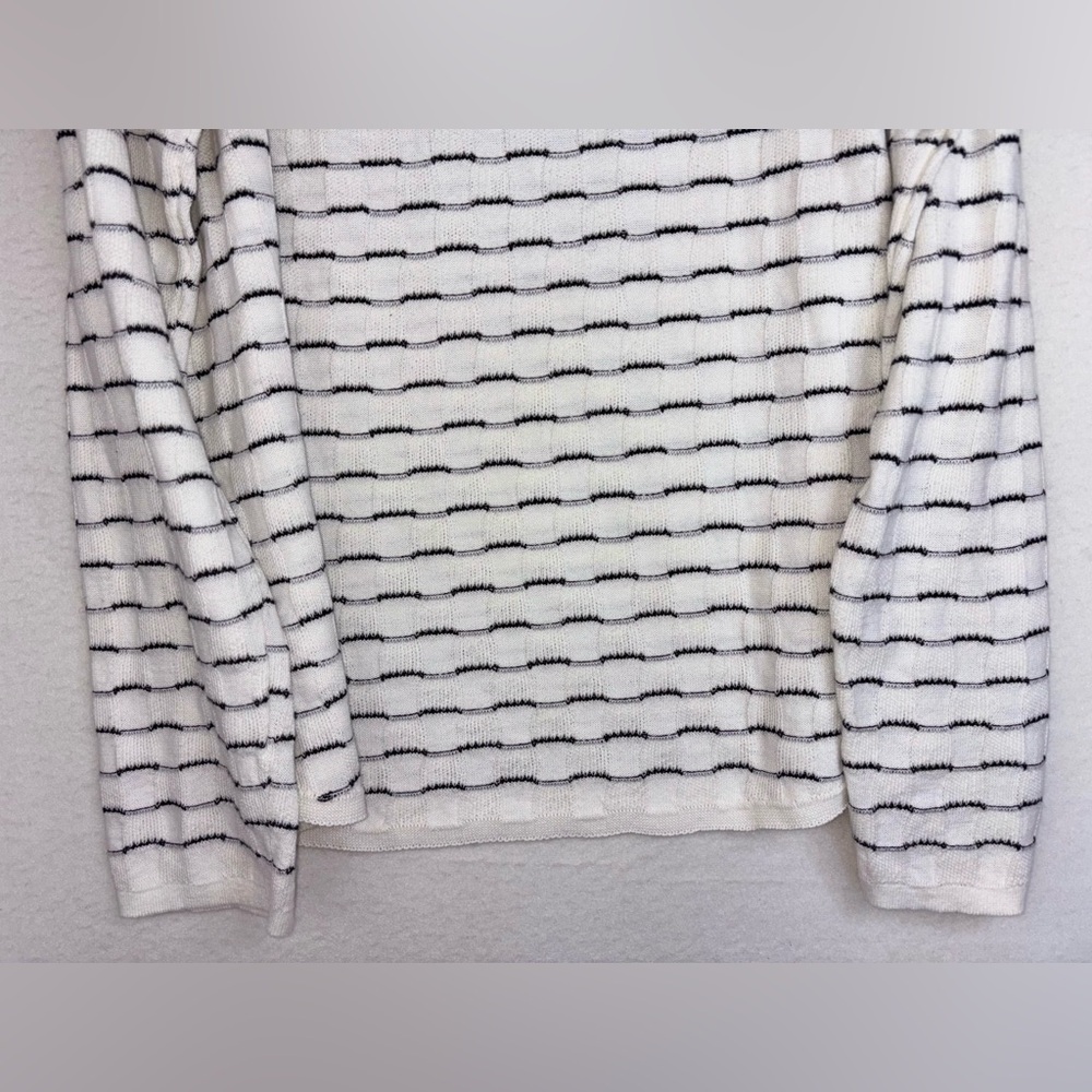 SOUTHERN LADY Sweater Cotton Mock Neck NEW White Black Striped Long Sleeve Large - Picture 9 of 14